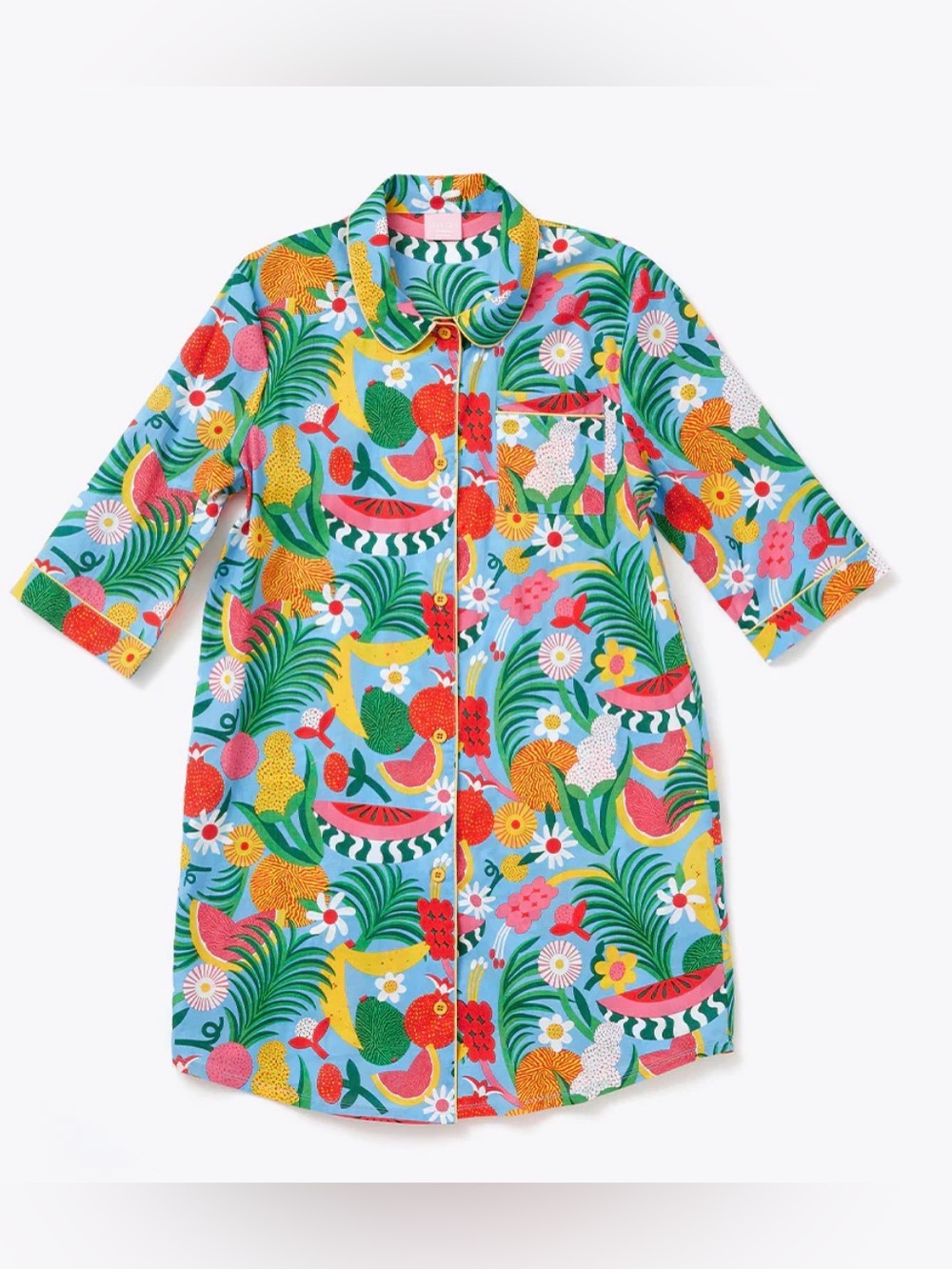 BAN.DŌ 3/4 Sleeve Leisure Dress in Blue Tutti Frutti - Large